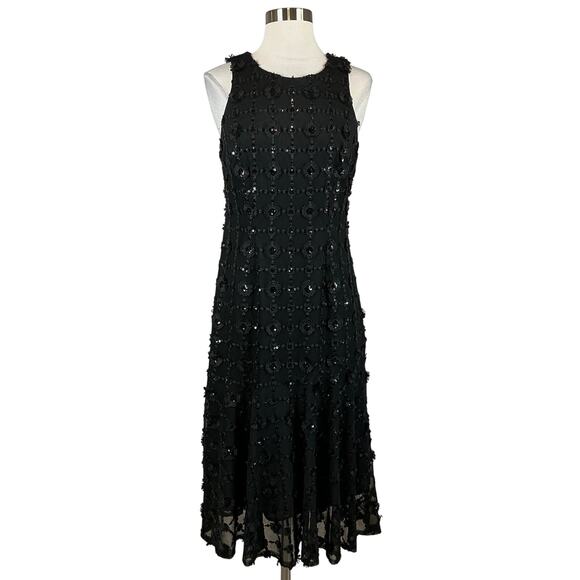 Alex Evenings Women's Cocktail Dress Size 8 Black Sequined Sleeveless Mid Sheath - Picture 1 of 14